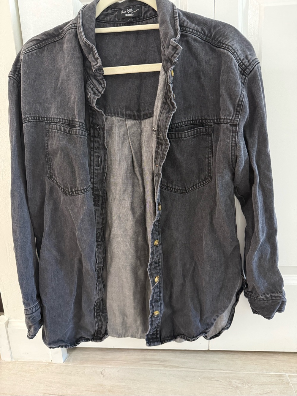 Velvet Heart Washed Charcoal Gray Jean Jacket